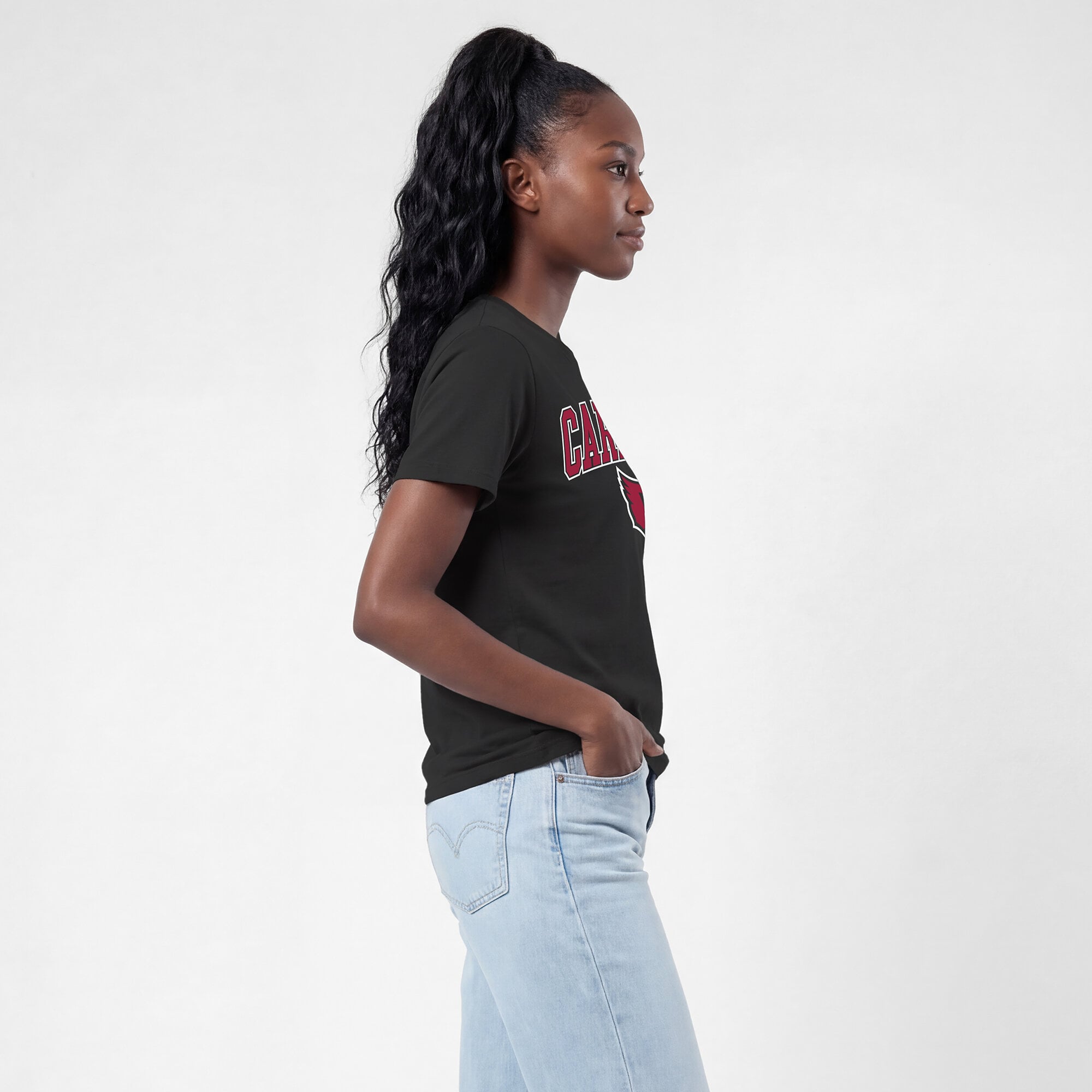 T-shirt noir Champion Arizona Cardinals pour femmes, logo arqué