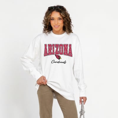 Arizona Cardinals Gameday Couture Women's Sweet Spot Oversized Long Sleeve T-Shirt - White