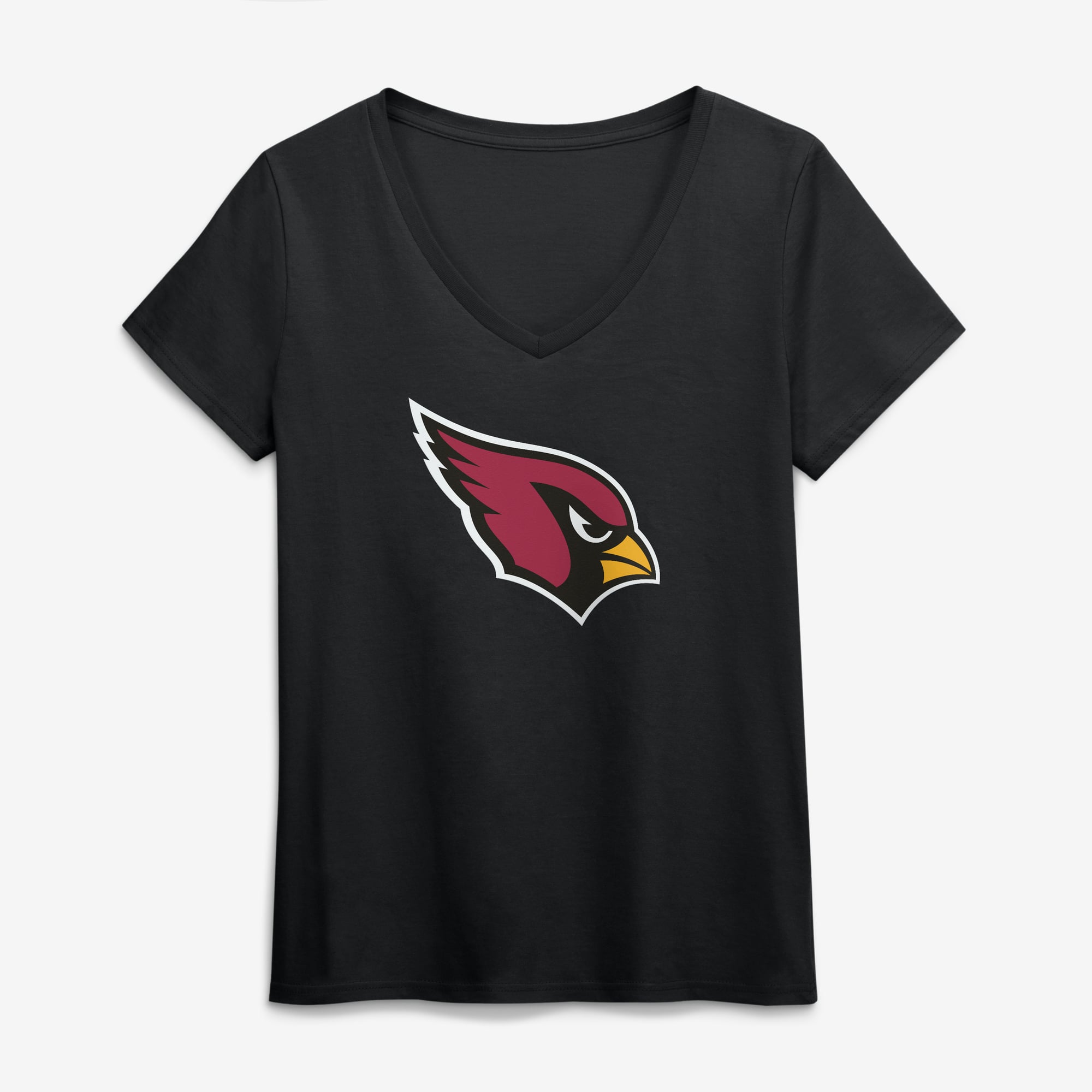 Women's Logo Athletic Black Arizona Cardinals Primary V-Neck T-Shirt
