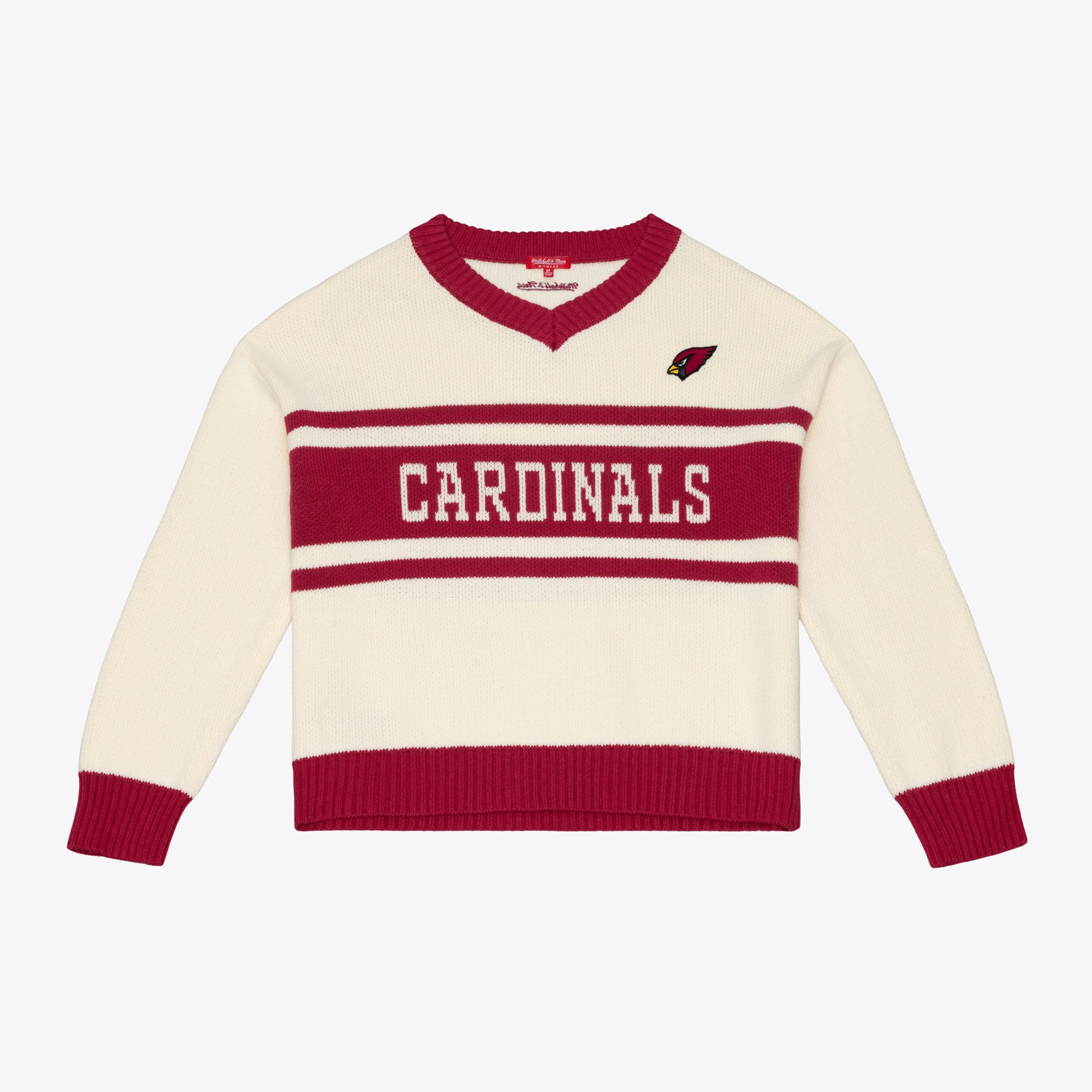 Women's Mitchell & Ness Cream/Cardinal Arizona Cardinals Retro Roots V-Neck Sweater