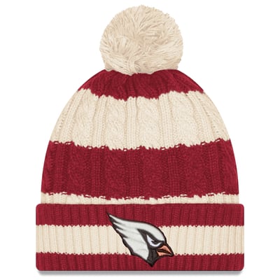  Arizona Cardinals New Era Women's Rivalries Collection Braided Cuffed Knit Hat with Pom - Natural