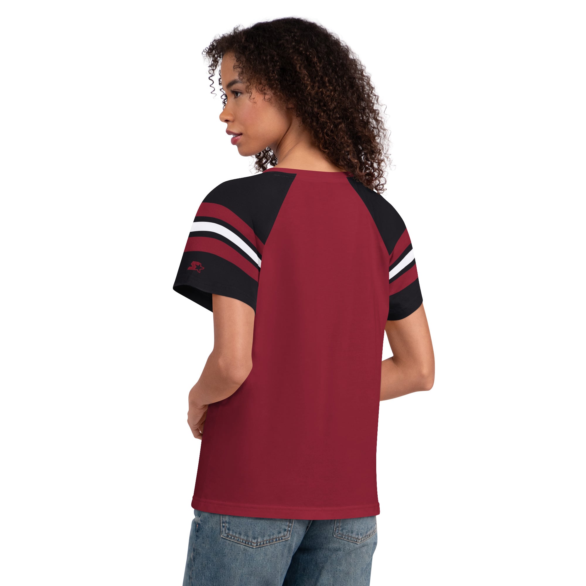 T-shirt raglan à col cranté Starter Cardinal Arizona Cardinals pour femmes