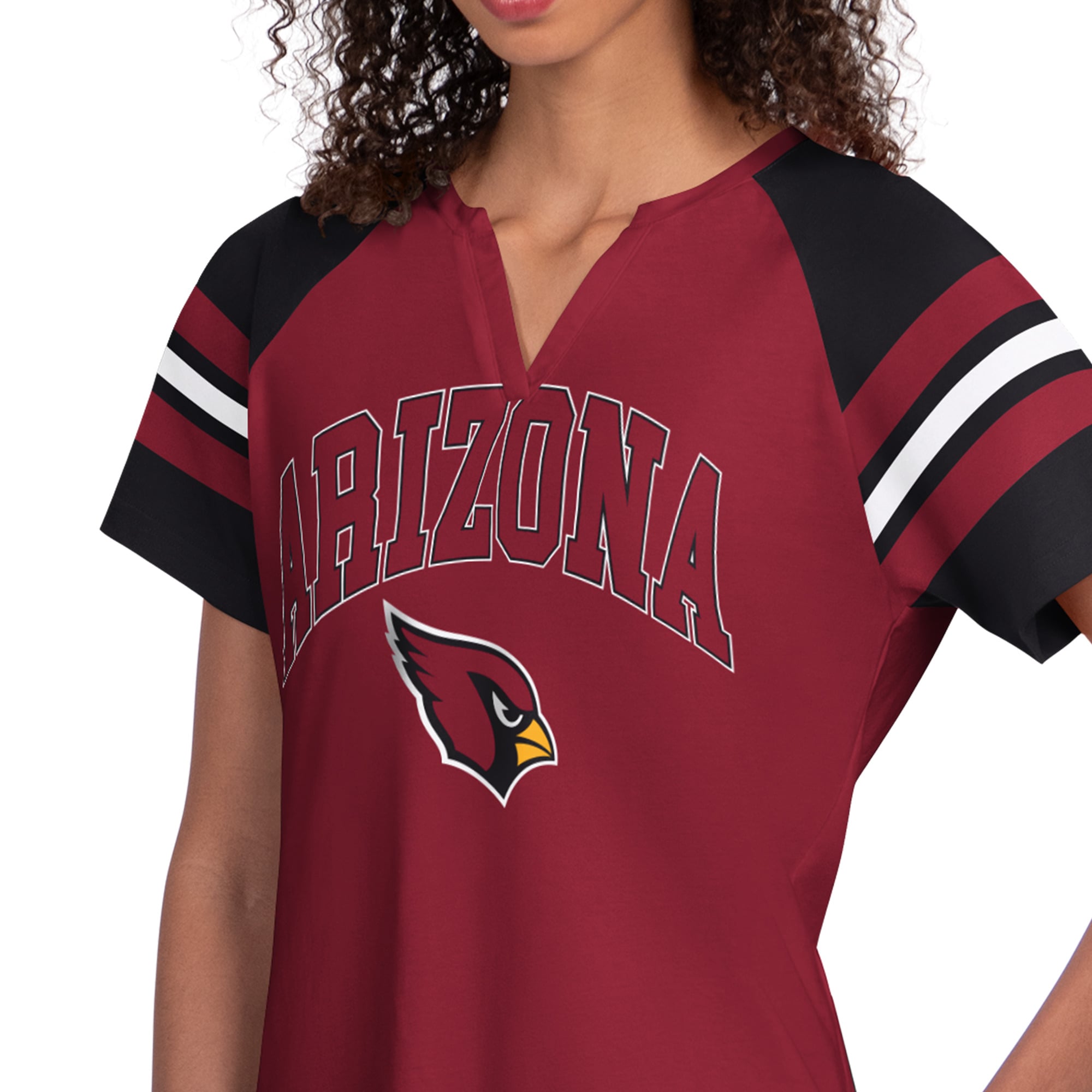 T-shirt raglan à col cranté Starter Cardinal Arizona Cardinals pour femmes