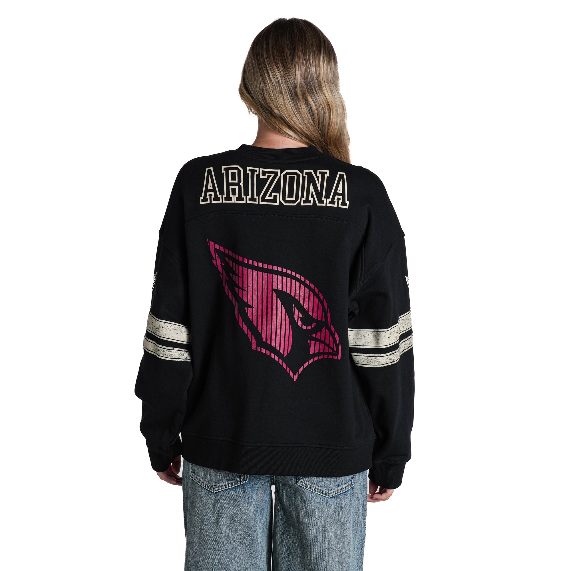Sweat-shirt ample noir à col en V pour femme The Wild Collective Arizona Cardinals