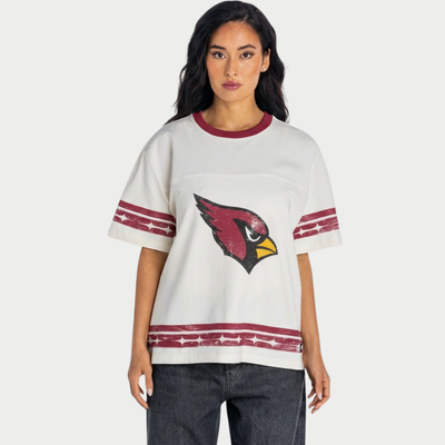  Arizona Cardinals The Wild Collective Women's Oversized Established Boyfriend T-Shirt - Cream