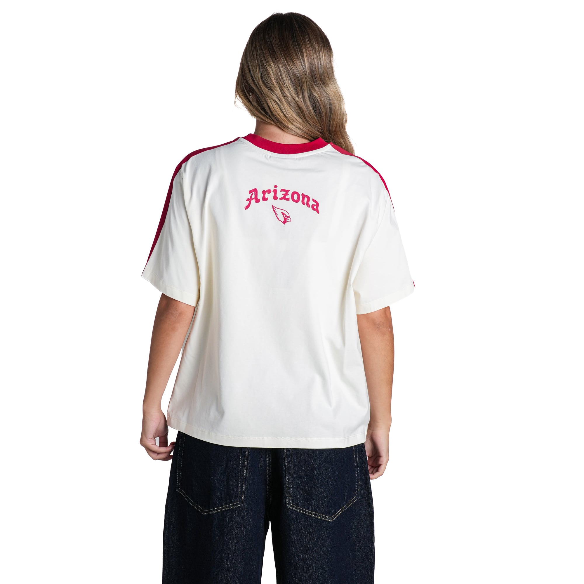 T-shirt à rayures crème Arizona Cardinals pour femme de The Wild Collective