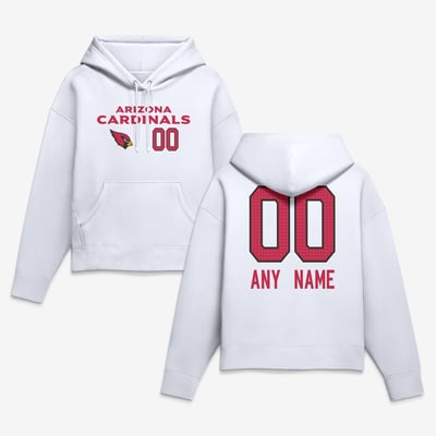 Arizona Cardinals Women's Touchdown Wordmark Personalized Name & Number Hoodie - White