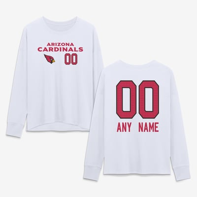 Arizona Cardinals Women's Touchdown Wordmark Personalized Name & Number Long Sleeve T-Shirt - White