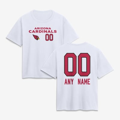 Arizona Cardinals Women's Touchdown Wordmark Personalized Name & Number T-Shirt - White