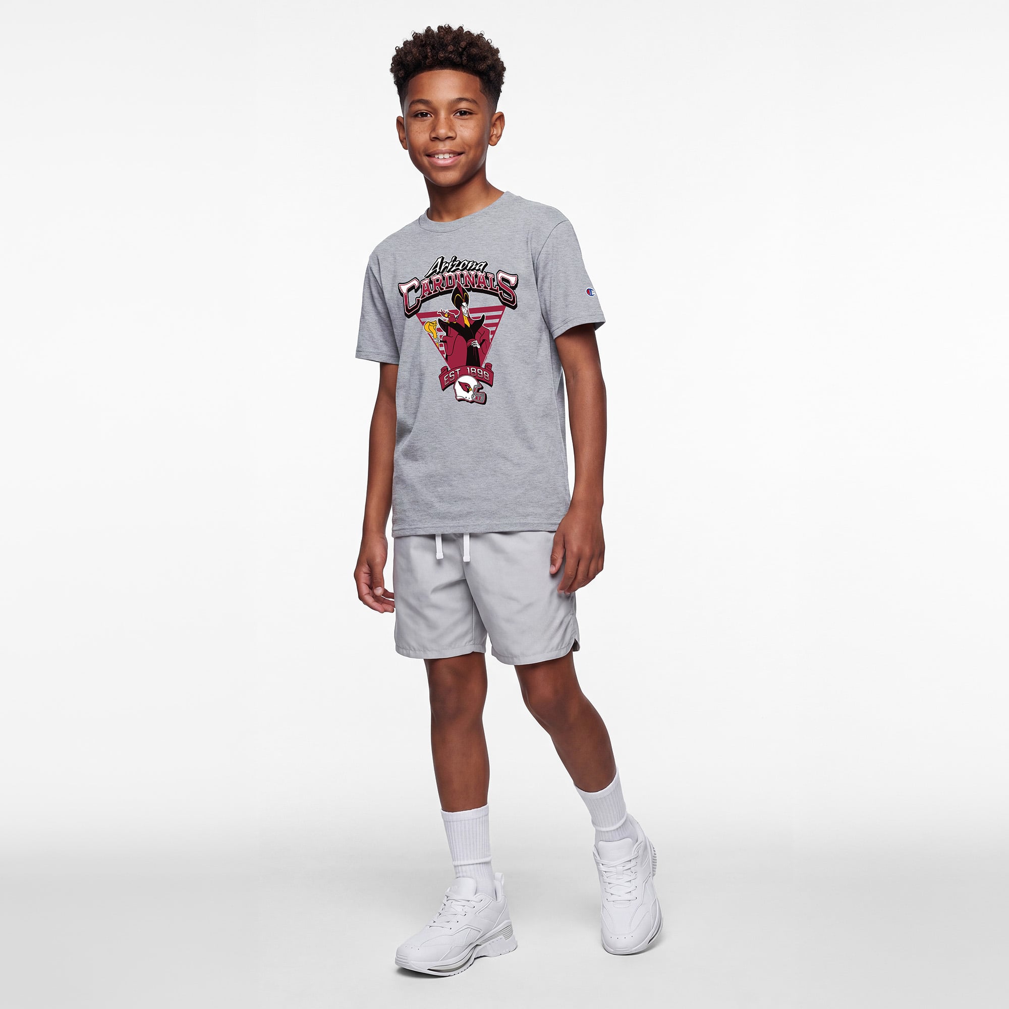 Youth Disney x Champion Heather Gray Arizona Cardinals Jafar & Iago T-Shirt