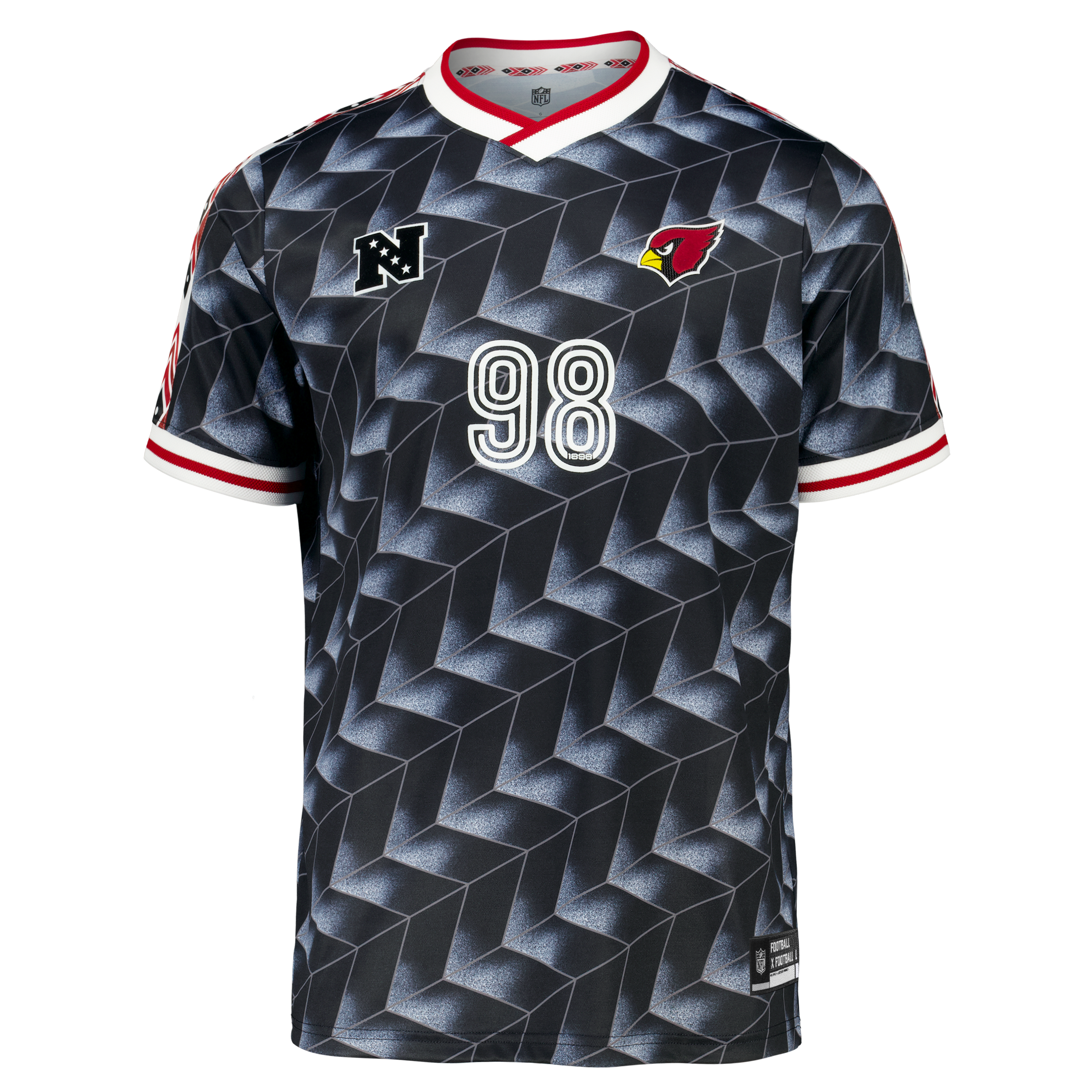 T-shirt de supporter Youth Fanatics noir Arizona Cardinals à col en V