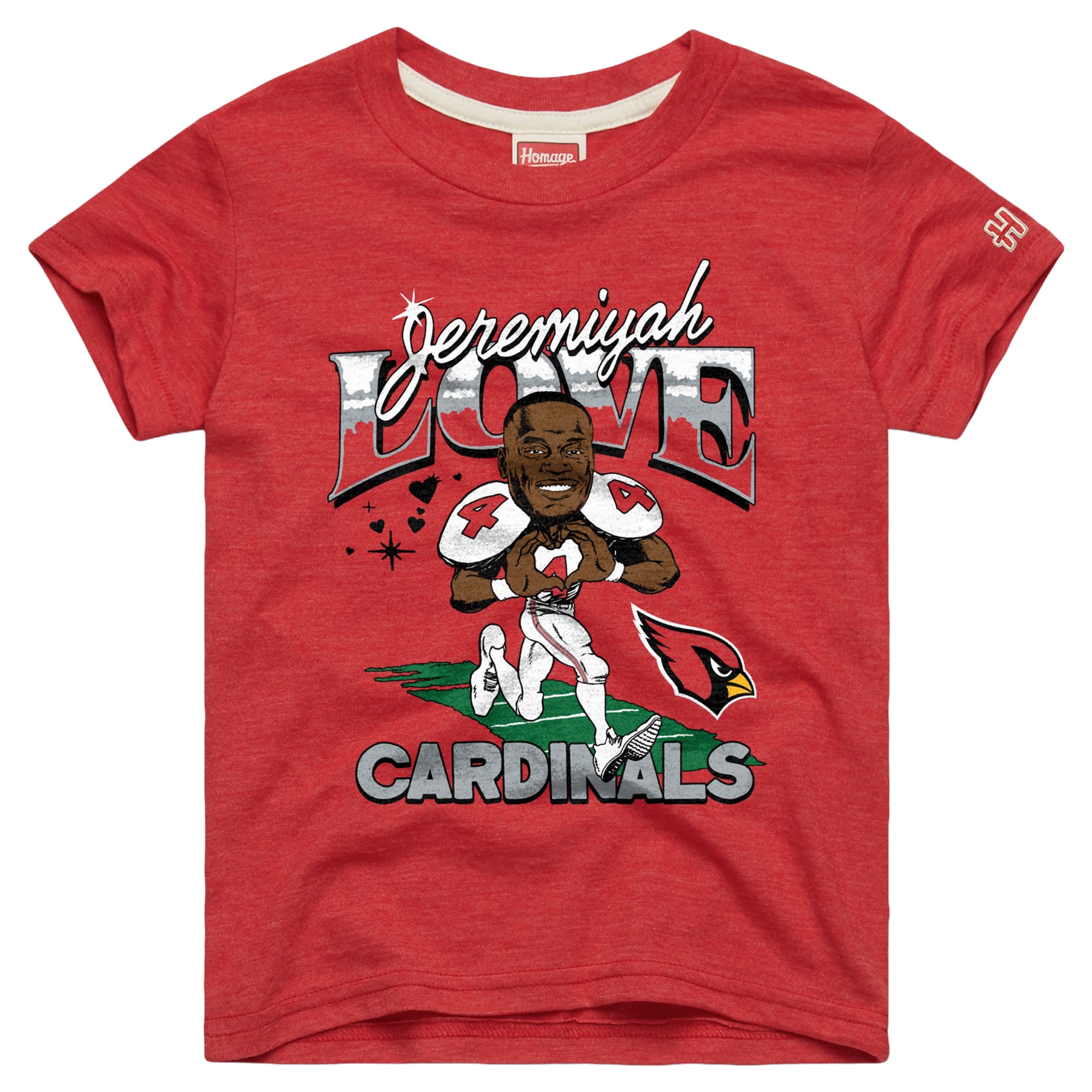 T-shirt caricature « Hommage à Jeremiyah Love Cardinal » des Arizona Cardinals, pour les jeunes