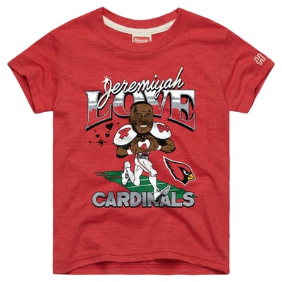 Jeremiyah Love Arizona Cardinals Homage Youth Caricature T-Shirt - Cardinal