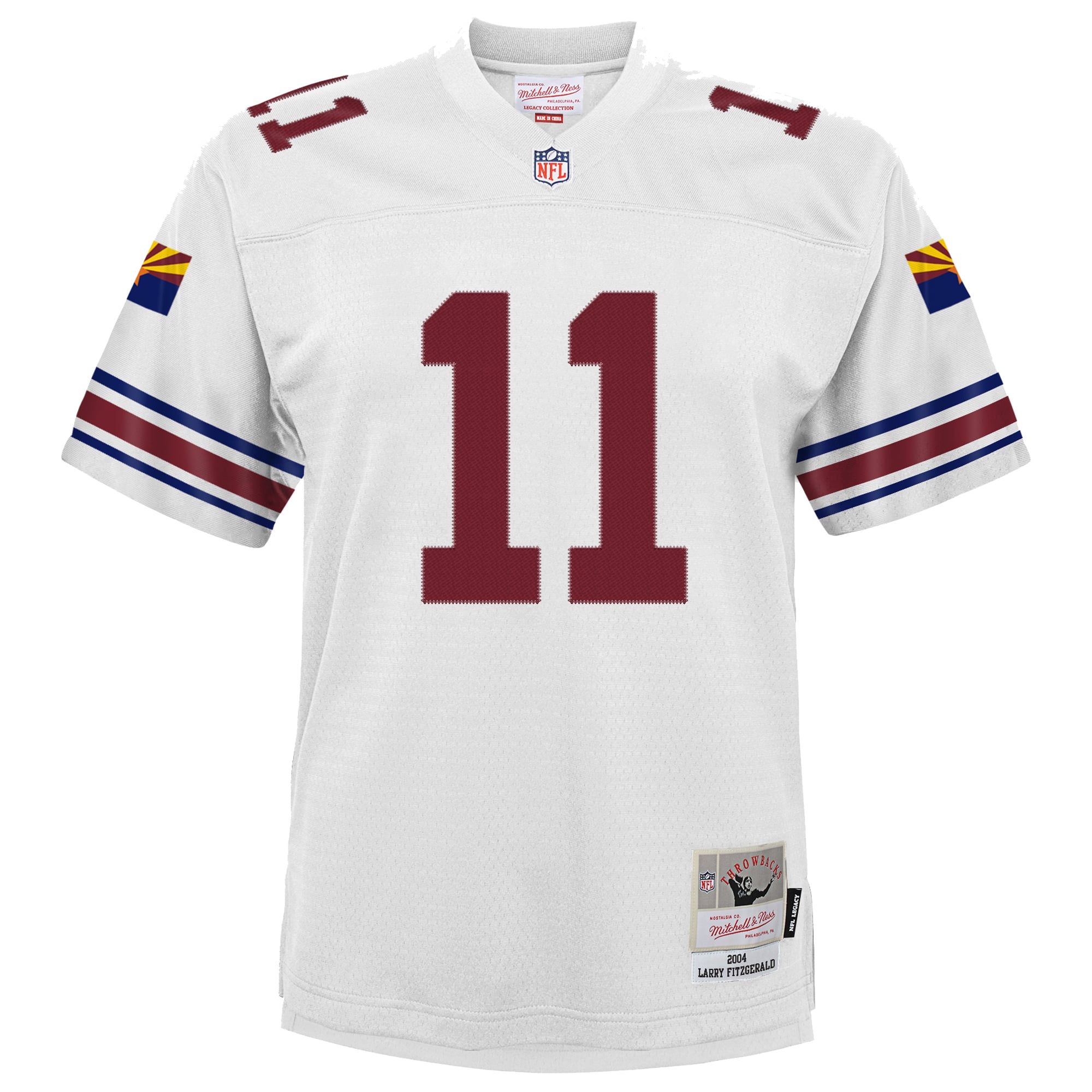 Maillot rétro domicile Mitchell & Ness Larry Fitzgerald blanc des Cardinals de l'Arizona, collection 2004, pour jeunes.