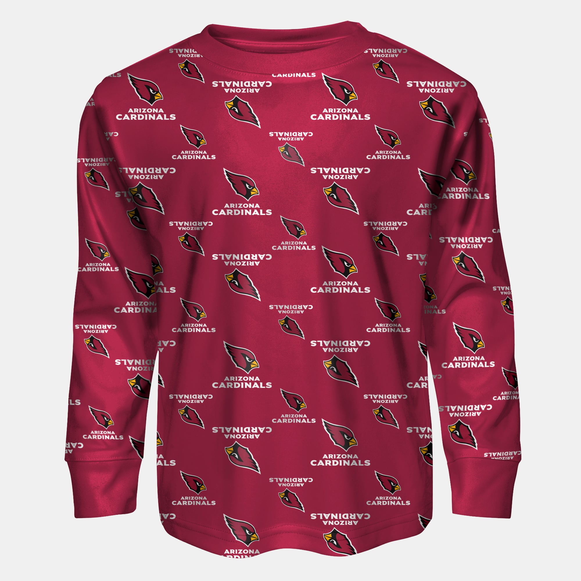 Youth Outerstuff Red Arizona Cardinals All-Over-Print Long Sleeve T-Shirt and Pants Sleep Set