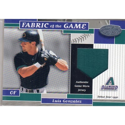 2002 Leaf Certified Fabric of the Game #138DY Luis Gonzalez/90