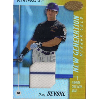 2002 Leaf Certified Mirror Gold #180 Doug Devore NG Jsy