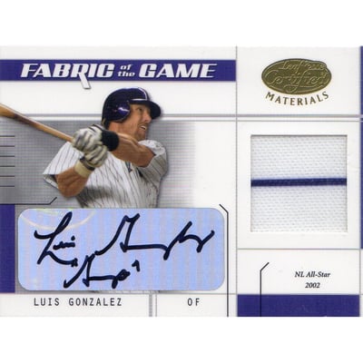 2003 Leaf Certified Materials Fabric of the Game Autographs #71IN Luis Gonzalez IN/5