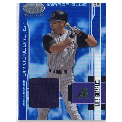 2003 Leaf Certified Materials Mirror Blue Materials #9 Luis Gonzalez Jsy/100