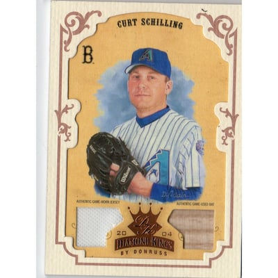 2004 Diamond Kings DK Materials Framed Bronze #135 Curt Schilling Bat-Jsy/100
