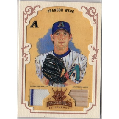 2004 Diamond Kings DK Materials Framed Bronze #35 Brandon Webb Bat-Jsy/100