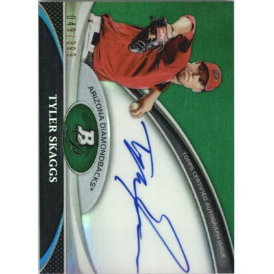 2011 Bowman Platinum Prospect Autograph Green Refractors #TS Tyler Skaggs