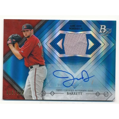2014 Bowman Platinum Relic Autographs Blue Refractors #ARJB Jake Barrett