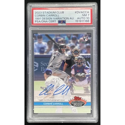 2023 Topps Stadium Club 1991 Design Variation Corbin Carroll RC Auto /25 PSA 7