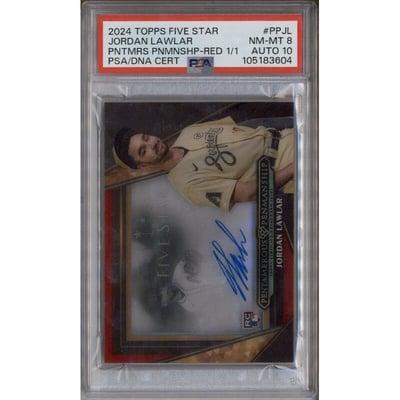 2024 Topps Five Star Pentamerous Penmanship Red Jordan Lawlar RC Auto 1/1 PSA 8