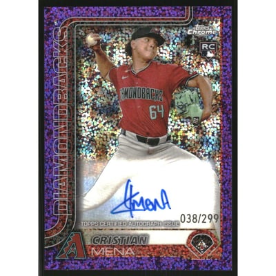 2025 Topps Chrome Rookie Autographs Purple Speckle Refractors #RACME Cristian Mena