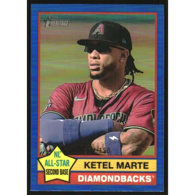 2025 Topps Heritage Chrome Blue Refractors #420 Ketel Marte