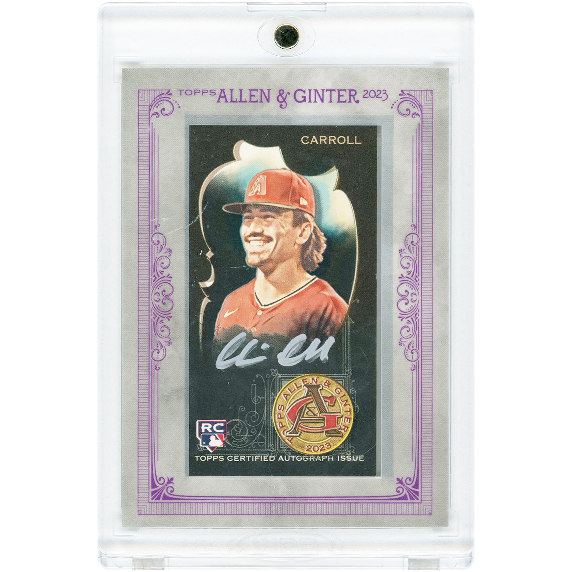 Carte de recrue autographiée de Corbin Carroll (Arizona Diamondbacks) 2023 Topps Allen & Ginter Black Mini Silver Ink #MA-CC #44/47