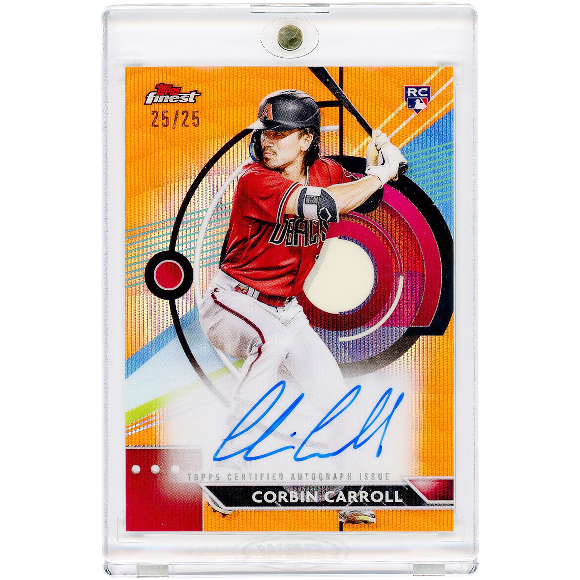 Carte de recrue autographiée Corbin Carroll, Arizona Diamondbacks, collection Topps Finest Orange Wave Refractor 2023 #FA-CC #25/25