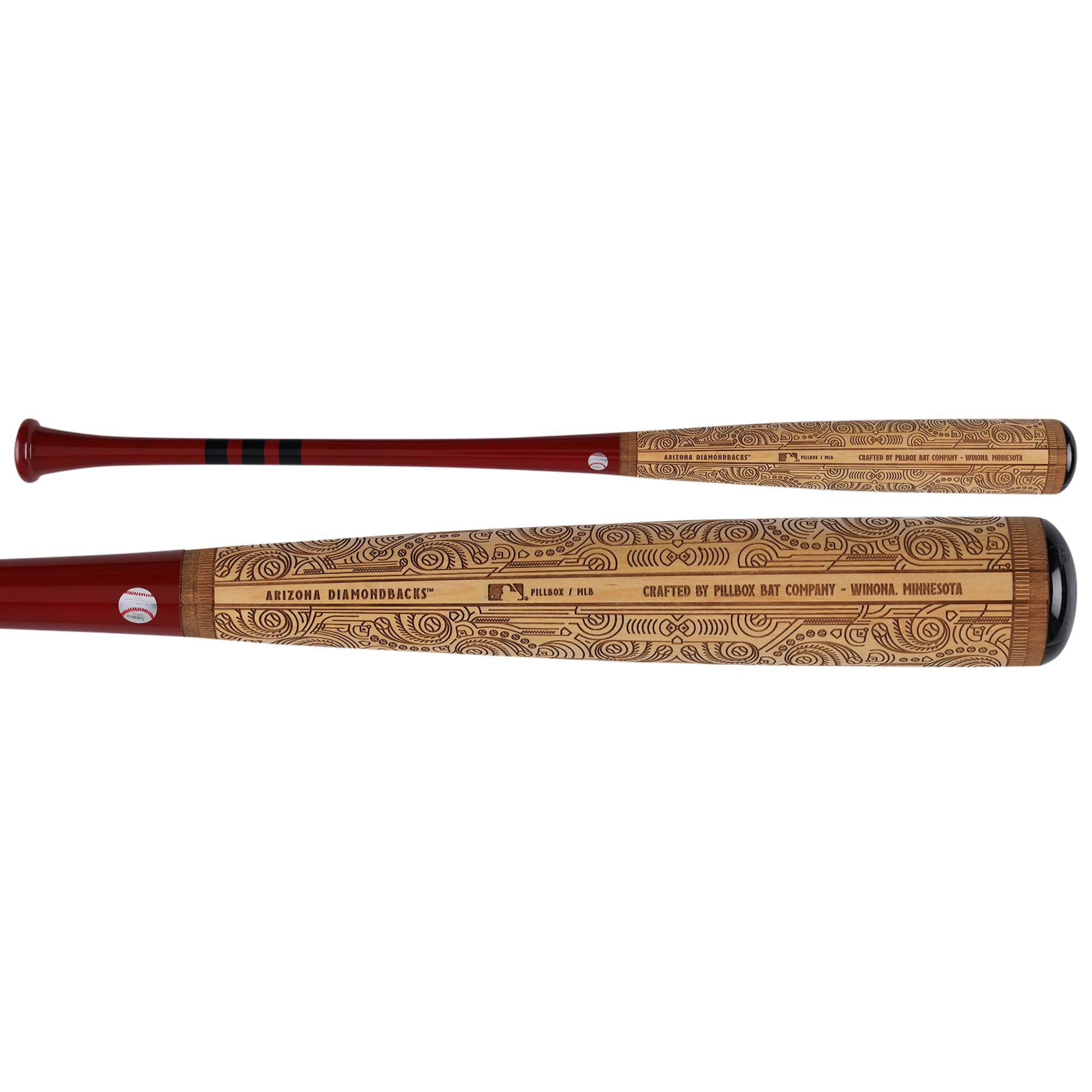Bâton de baseball autographié par Corbin Carroll (Arizona Diamondbacks), série Pillbox Bat Company Mural, avec inscription « 23 NL ROY » - Édition limitée n° 1/5