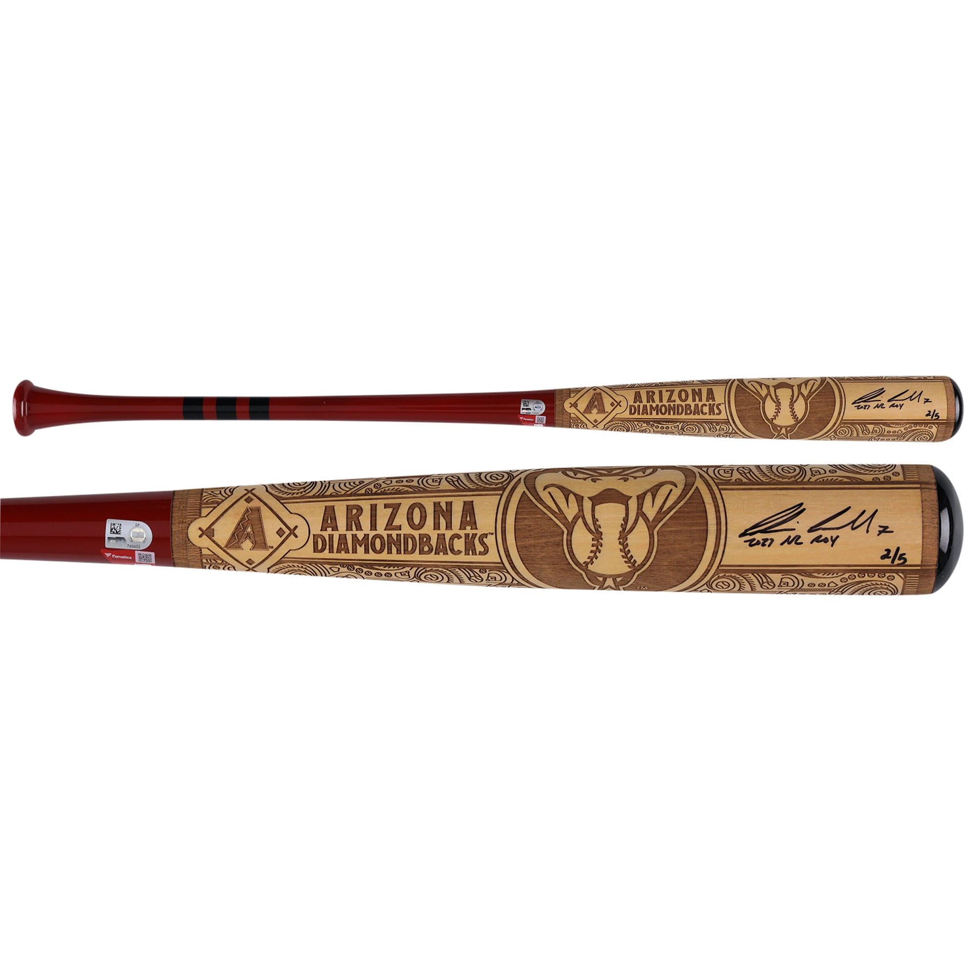 Bâton de baseball Pillbox Bat Company Mural Series autographié par Corbin Carroll (Arizona Diamondbacks) avec inscription « 23 NL ROY