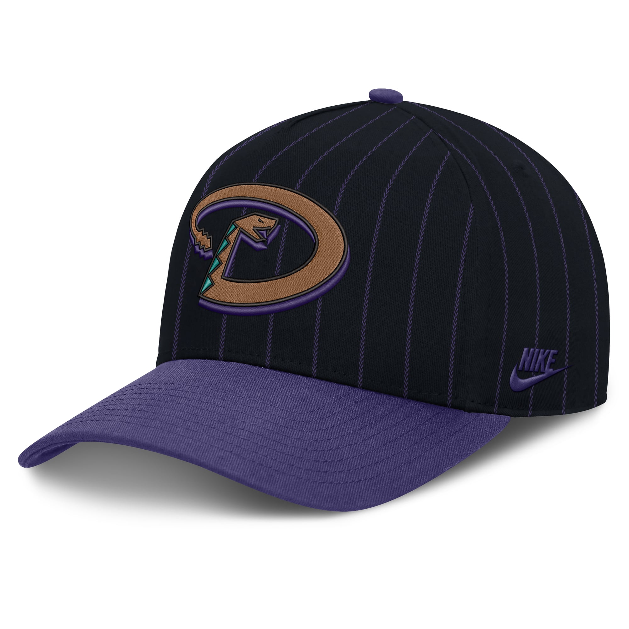 Casquette ajustable Nike pour homme, noire et violette, Arizona Diamondbacks Cooperstown Rise, modèle A-Frame