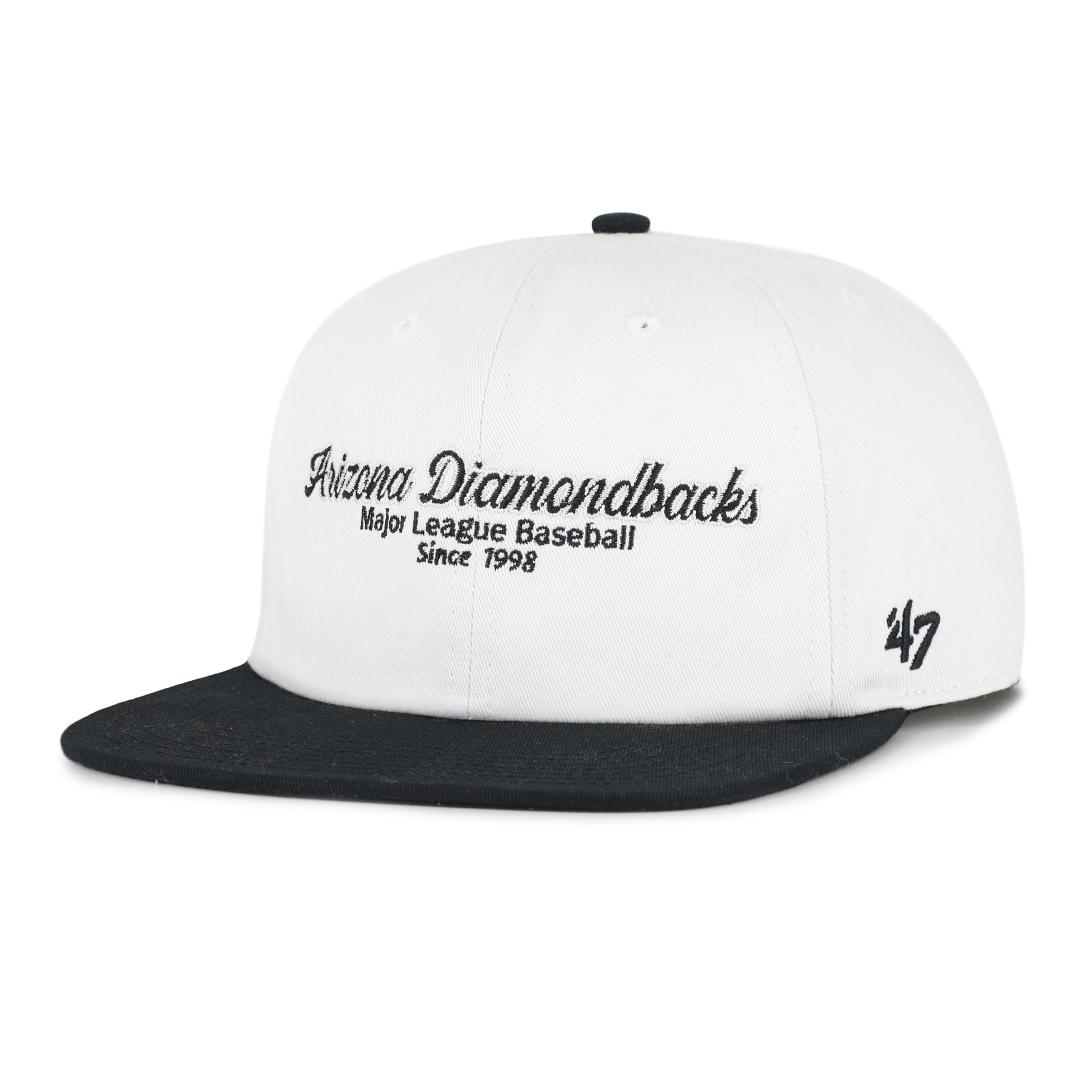 Men's '47 White/Black Arizona Diamondbacks Script Stack Relaxed Captain Snapback
