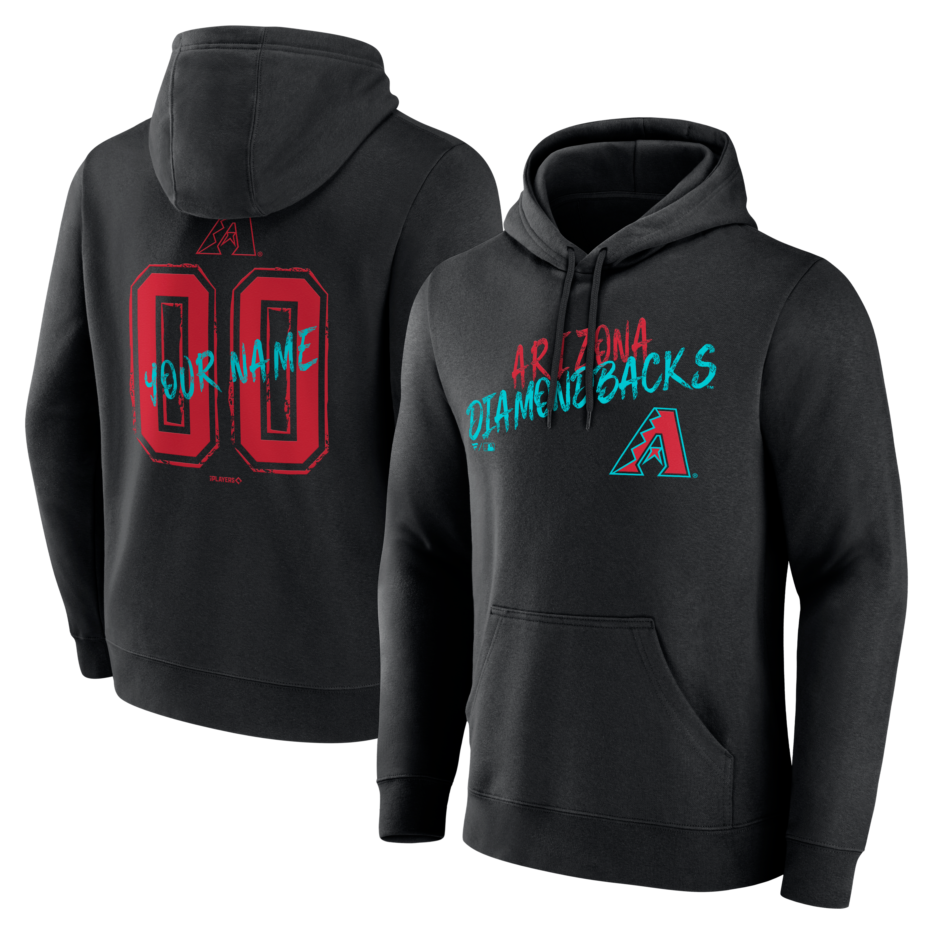 Men's Black Arizona Diamondbacks Hustle Personalized Name & Number Hoodie
