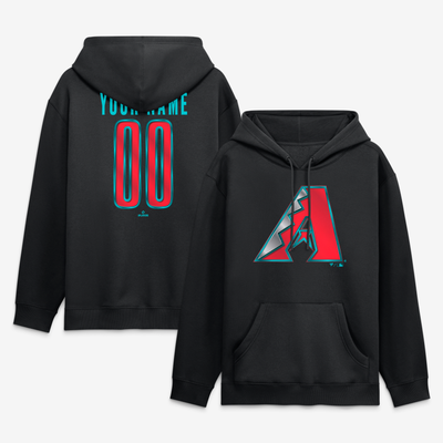 Arizona Diamondbacks  Metallic Mascot Personalized Name & Number Hoodie - Black