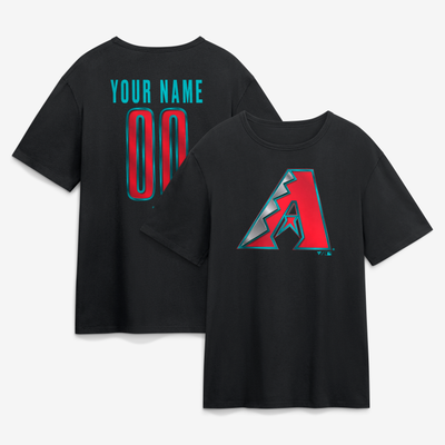 Arizona Diamondbacks  Metallic Mascot Personalized Name & Number T-Shirt - Black