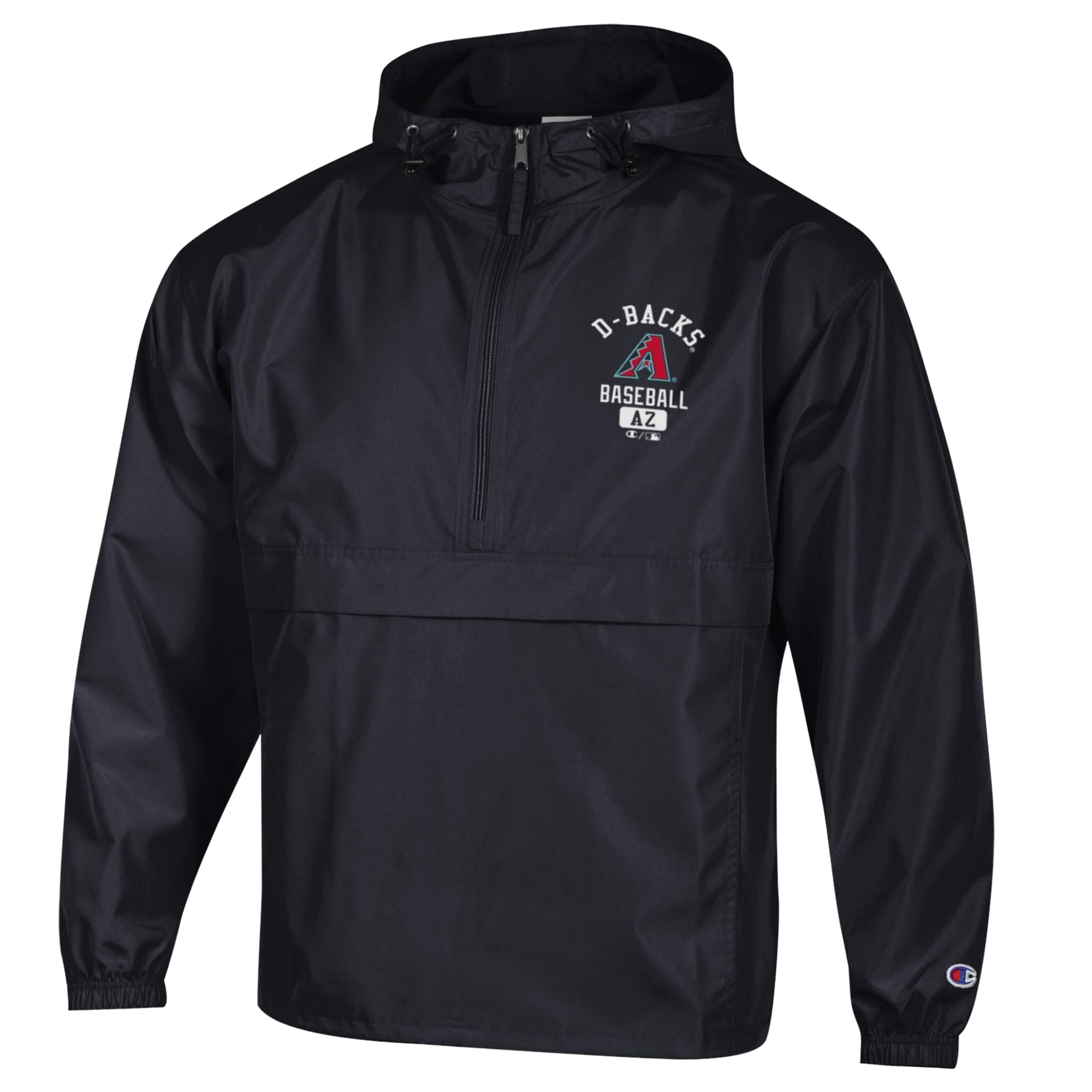 Men's Champion Black Arizona Diamondbacks Packable Windbreaker Half-Zip Jacket