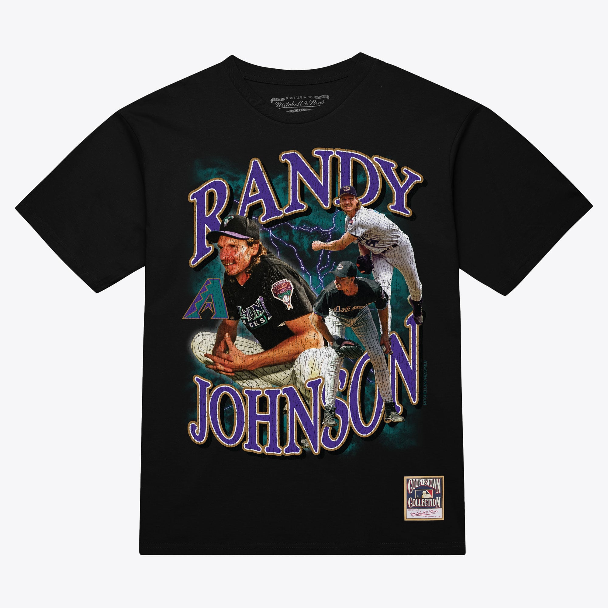 Men's Mitchell & Ness Randy Johnson Black Arizona Diamondbacks Cooperstown Collection Big Tall Legendary Collage Player Graphic T-Shirt