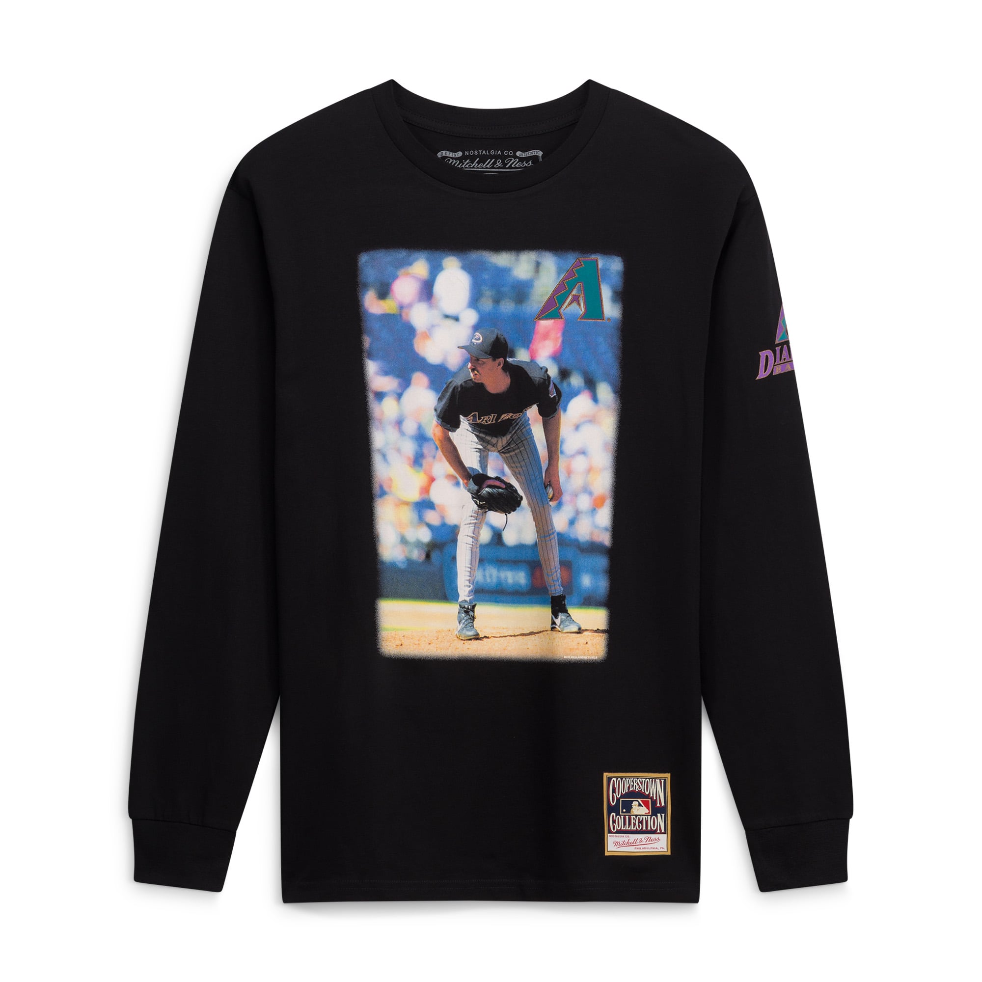 Men's Mitchell & Ness Randy Johnson Black Arizona Diamondbacks Player Graphic Long Sleeve T-Shirt