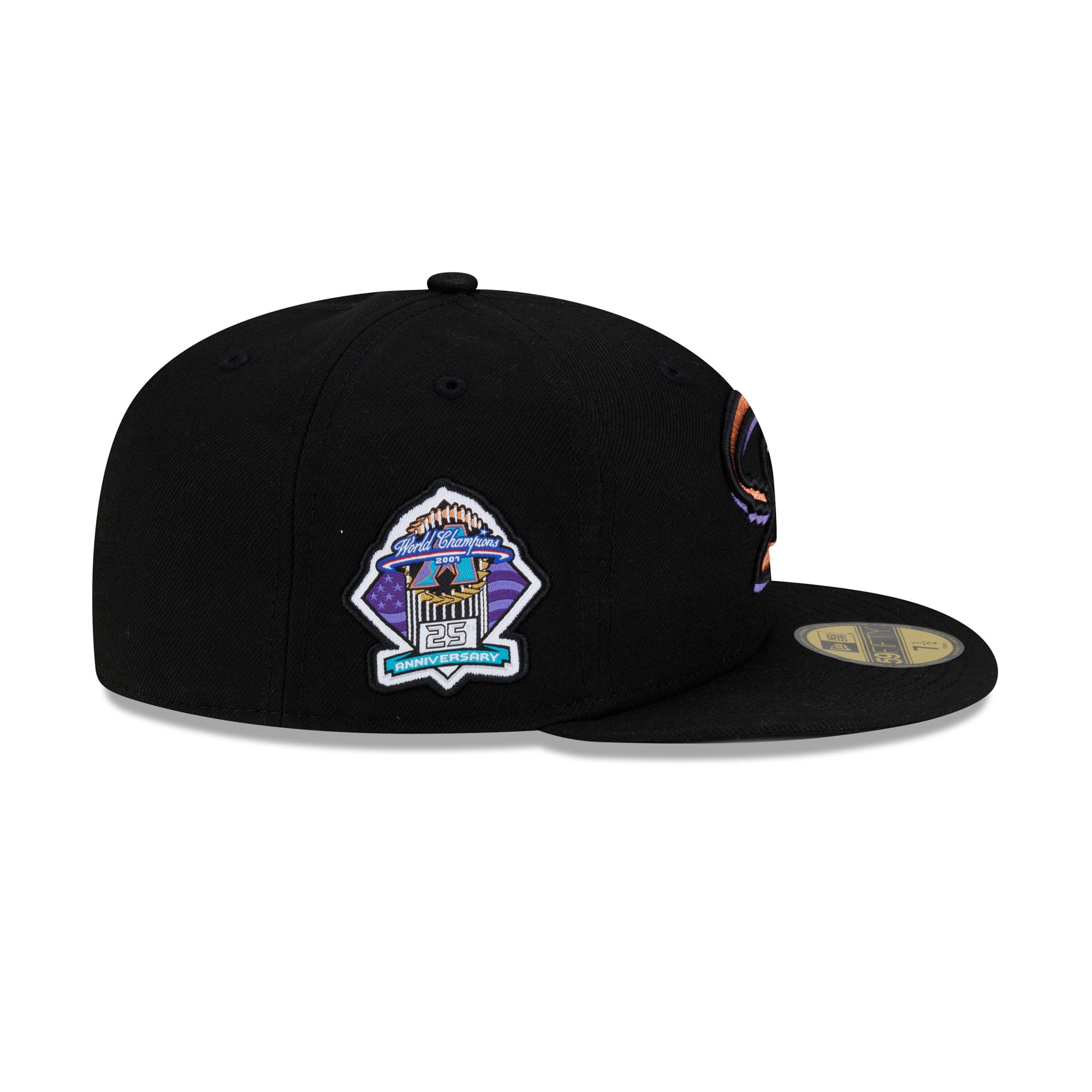 Men's New Era  Black Arizona Diamondbacks 2001 World Series Champions 25th Anniversary Side Patch 59FIFTY Fitted Hat