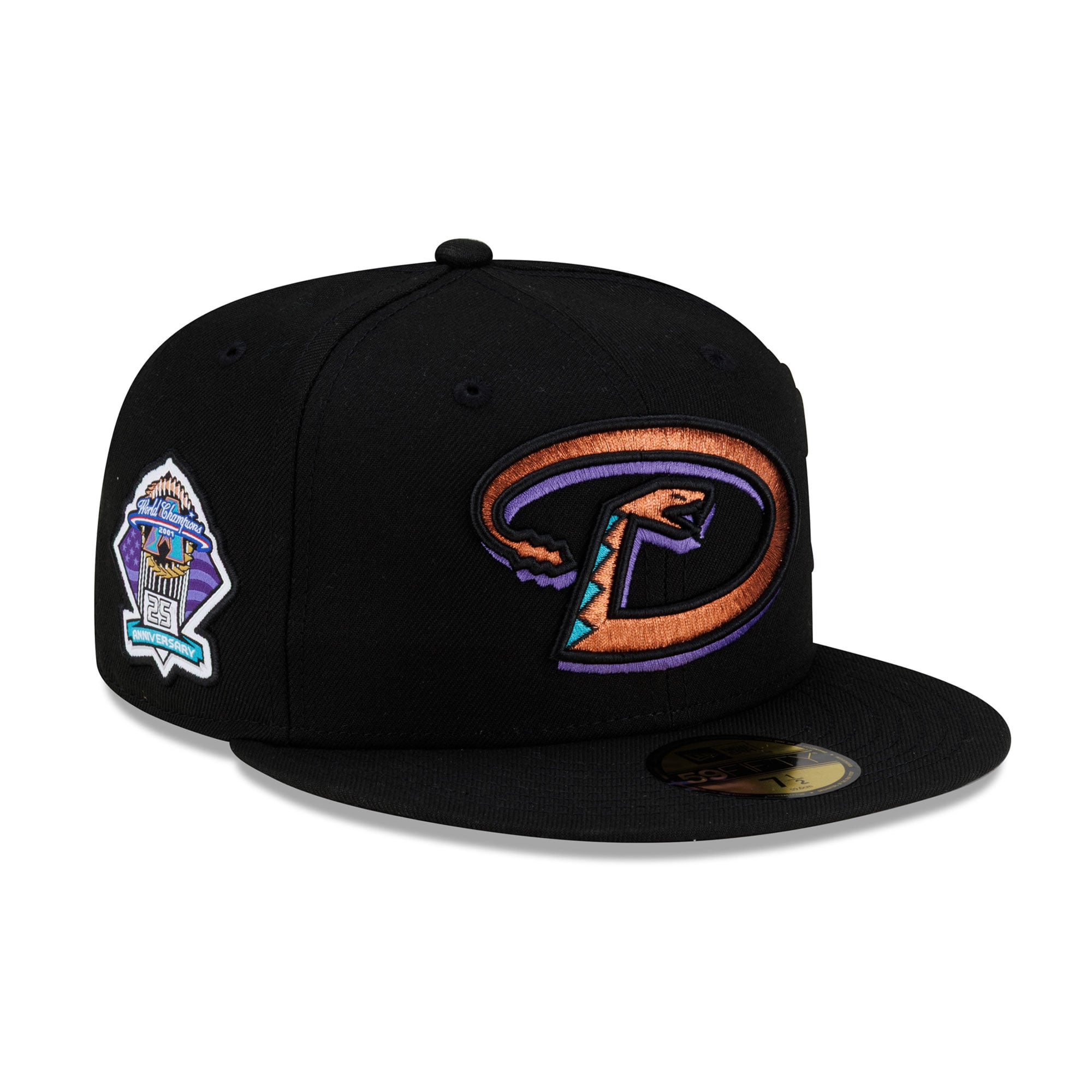 Men's New Era  Black Arizona Diamondbacks 2001 World Series Champions 25th Anniversary Side Patch 59FIFTY Fitted Hat
