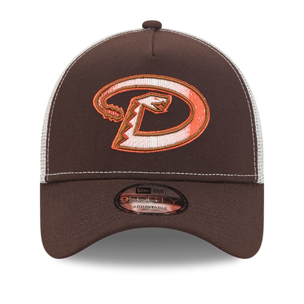 Men's New Era Brown Arizona Diamondbacks Pumpkin Spice A-Frame 9FORTY Adjustable Trucker Hat