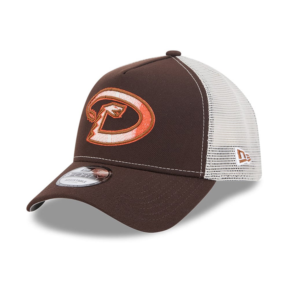 Men's New Era Brown Arizona Diamondbacks Pumpkin Spice A-Frame 9FORTY Adjustable Trucker Hat