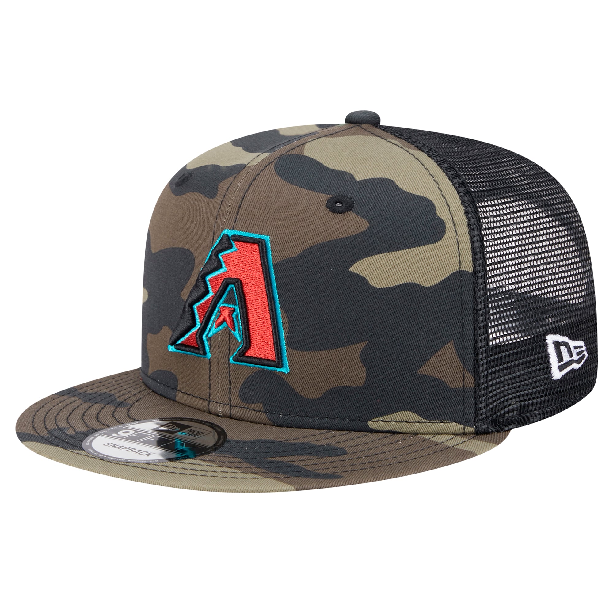 Casquette à visière plate Camo Arizona Diamondbacks Woodland Trucker 9FIFTY de New Era pour homme