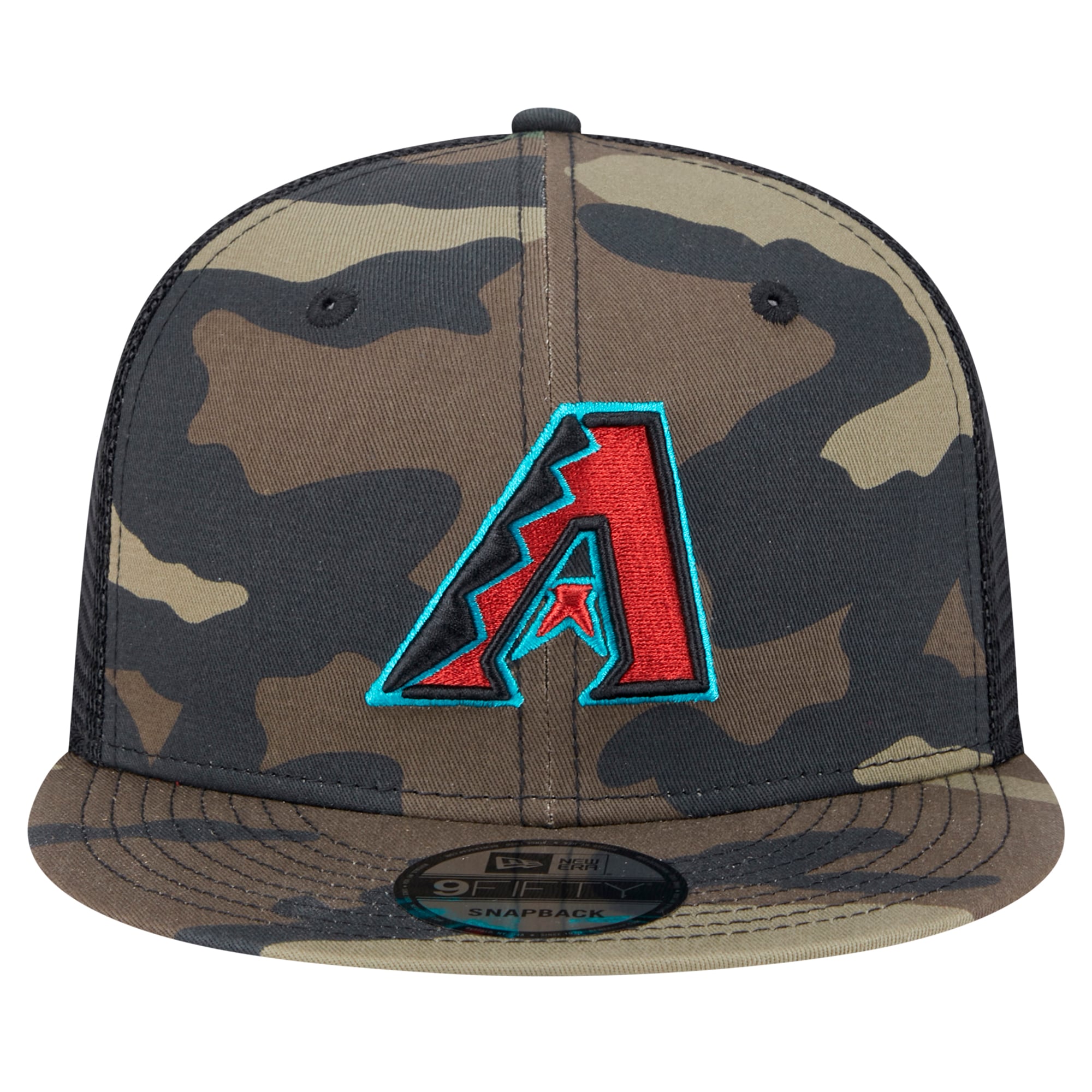 Casquette à visière plate Camo Arizona Diamondbacks Woodland Trucker 9FIFTY de New Era pour homme
