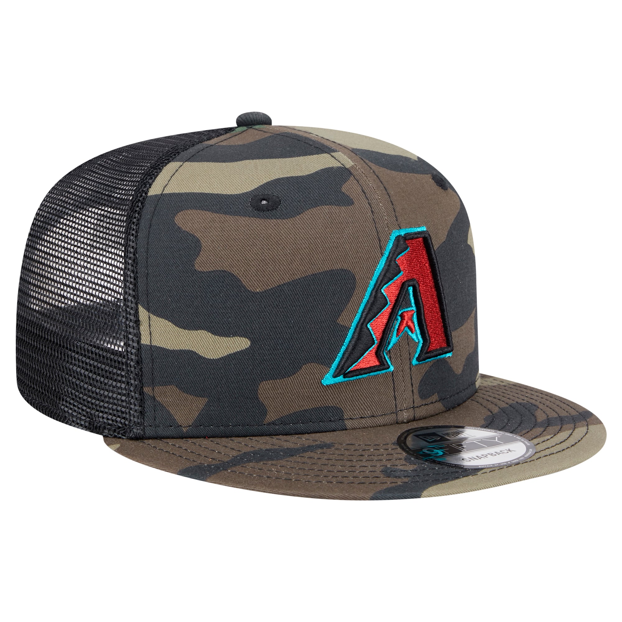 Casquette à visière plate Camo Arizona Diamondbacks Woodland Trucker 9FIFTY de New Era pour homme